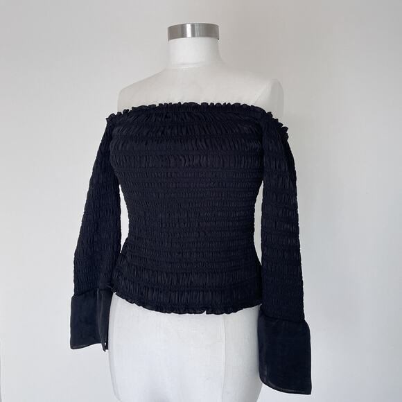FRAME Smocked Off The Shoulder Top / Size M / New With Tags / Boho / Nordstrom - Picture 1 of 8